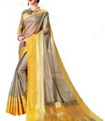 grey printed silk saree with blouse