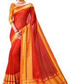 Red Printed Silk Saree With Blouse
