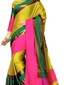 Green Printed Art Silk Saree With Blouse