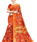 Red Printed Silk Saree With Blouse