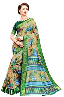Multicolour Printed Silk Saree With Blouse 1