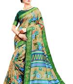 Multicolour Printed Silk Saree With Blouse