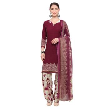 Wine Digital Print Crepe Salwar 2