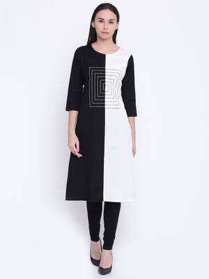 Jashn white and black cotton kurti 1