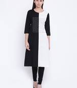 Jashn white and black cotton kurti