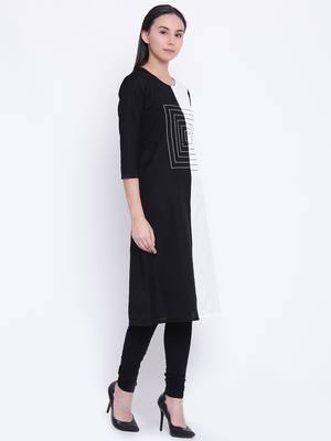 Jashn white and black cotton kurti 3