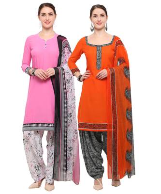 Pink & Orange Digital Print Crepe Salwar 1