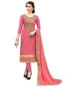 Peach Embroidered Cotton Salwar