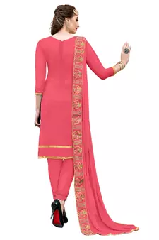 Peach Embroidered Cotton Salwar