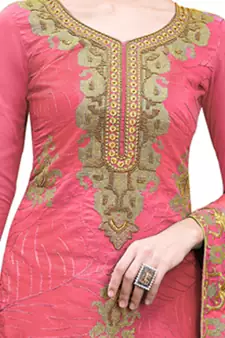 Peach Embroidered Cotton Salwar