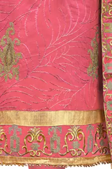 Peach Embroidered Cotton Salwar