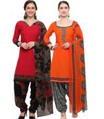 Red And Orange Colour Digital Print Crepe Salwar With Dupatta