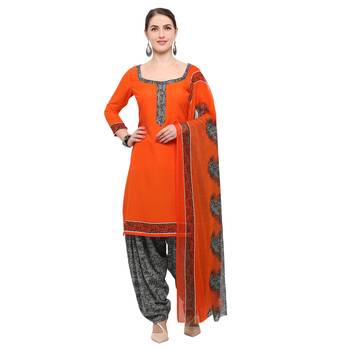 Red And Orange Colour Digital Print Crepe Salwar With Dupatta 3