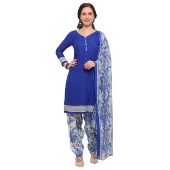 Pink & Blue Digital Print Crepe Salwar With Dupatta 3