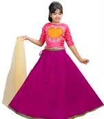Rani Dupian Silk Hand Embroidery Kids Stitched Lehenga With Dupatta