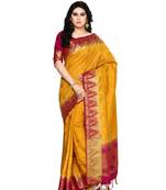 Mimosa Mustard Woven Tussar Silk Saree With Blouse