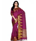 Mimosa Purple Woven Tussar Silk Saree With Blouse