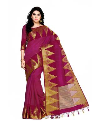 Mimosa Purple Woven Tussar Silk Saree With Blouse 2