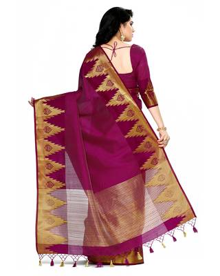 Mimosa Purple Woven Tussar Silk Saree With Blouse 4