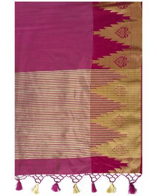 Mimosa Purple Woven Tussar Silk Saree With Blouse 6