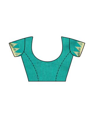 Mimosa Teal Woven Tussar Silk Saree With Blouse 5