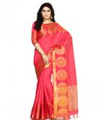 Mimosa Red Woven Tussar Silk Saree With Blouse