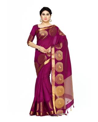 Mimosa Purple Woven Tussar Silk Saree With Blouse 1