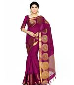 Mimosa Purple Woven Tussar Silk Saree With Blouse