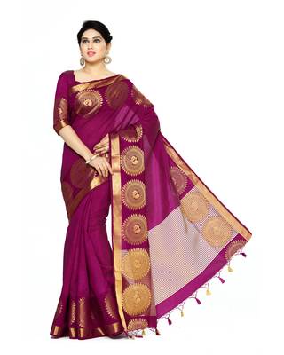 Mimosa Purple Woven Tussar Silk Saree With Blouse 2