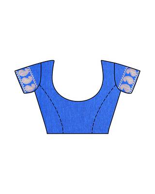 Mimosa blue woven tussar silk saree with blouse 5
