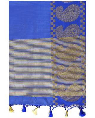 Mimosa blue woven tussar silk saree with blouse 6