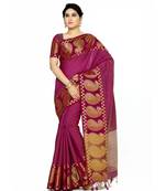 Mimosa Purple Woven Tussar Silk Saree With Blouse