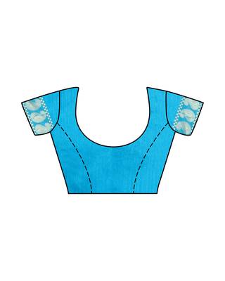 Mimosa Turquoise Blue Woven Tussar Silk Saree With Blouse 4