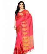 Mimosa Red Woven Tussar Silk Saree With Blouse