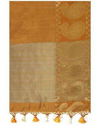 Mimosa orange woven tussar silk saree with blouse 6