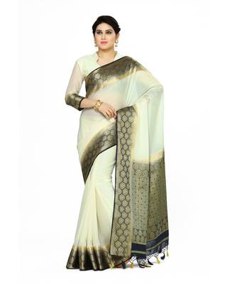 Mimosa Beige Woven Saree With Blouse 1