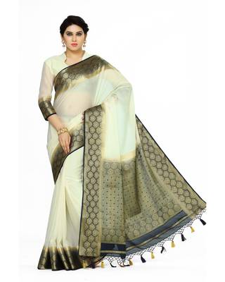 Mimosa Beige Woven Saree With Blouse 2