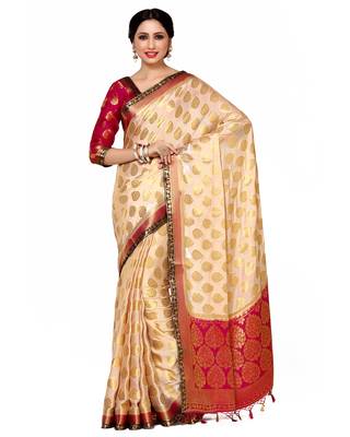 Mimosa Beige Woven Saree With Blouse 1