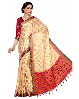 Mimosa Beige Woven Saree With Blouse 2