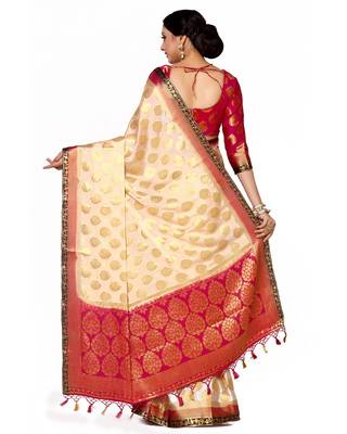 Mimosa Beige Woven Saree With Blouse 3