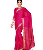 Mimosa Pink Woven Crepe Saree With Blouse