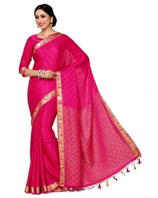 Mimosa Pink Woven Crepe Saree With Blouse 2