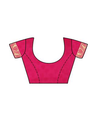Mimosa Pink Woven Crepe Saree With Blouse 5