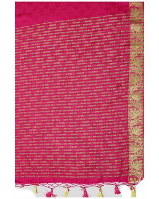 Mimosa Pink Woven Crepe Saree With Blouse 6