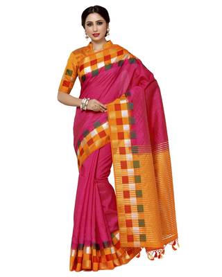 Mimosa Pink Woven Tussar Art Silk Saree With Blouse 1