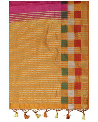 Mimosa Pink Woven Tussar Art Silk Saree With Blouse 6