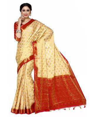 Mimosa Beige Woven Saree With Blouse 2
