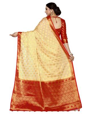 Mimosa Beige Woven Saree With Blouse 4
