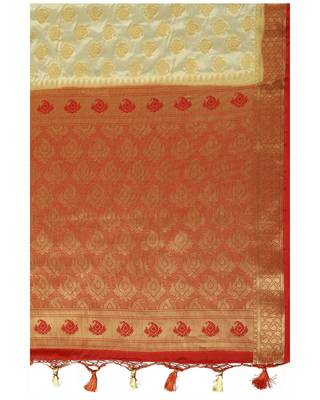 Mimosa Beige Woven Saree With Blouse 6