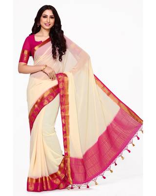 Mimosa Off White Woven Chiffon Saree With Blouse 2